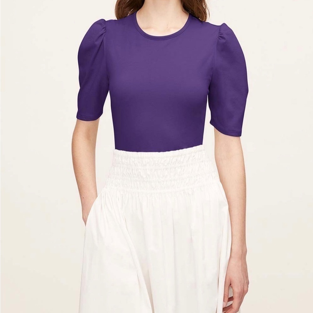 New Rebecca Taylor Purple A-line Puff Sleeves T-shirt US S